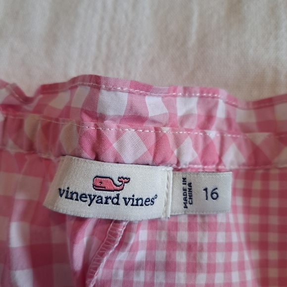 Vineyard Vines girls size 16 gingham pink & white blouse, EUC - Picture 2 of 5